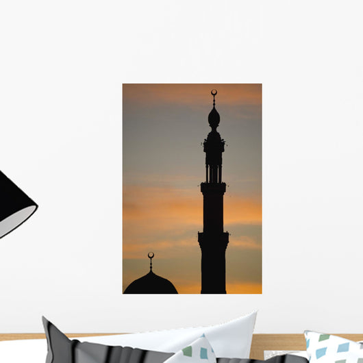 Silhouette Of Mosque At Dawn Wall Mural