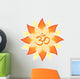 Mandala Om Symbol Aum sign, red orange yellow flower Wall Decal