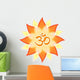 Mandala Om Symbol Aum sign, red orange yellow flower Wall Decal