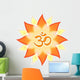 Mandala Om Symbol Aum sign, red orange yellow flower Wall Decal