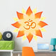 Mandala Om Symbol Aum sign, red orange yellow flower Wall Decal