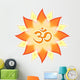 Mandala Om Symbol Aum sign, red orange yellow flower Wall Decal