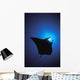 Silhouette Of Sting Ray And Shaft Of Light In Blue Water Wall Mural