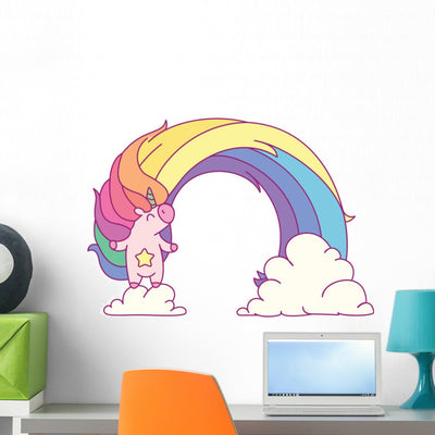 Epic Unicorn Rainbow Wall Decal shown on a wall