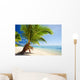 Small palm tree hanging over stunning lagoon Wall Mural