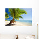 Small palm tree hanging over stunning lagoon Wall Mural