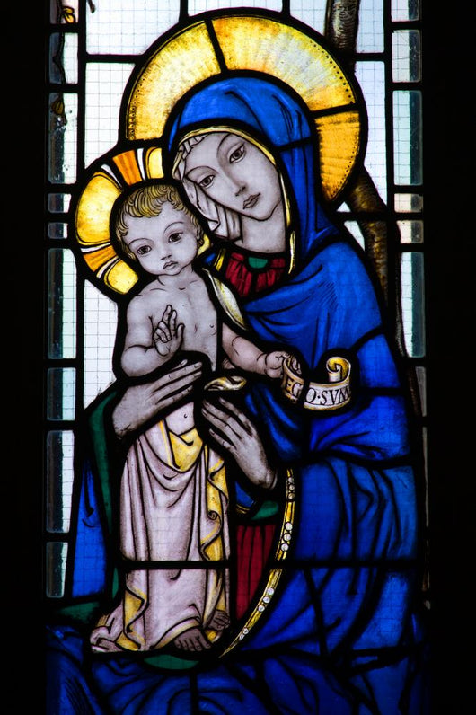 Stained Glass Window With Mother and Child Wall Mural