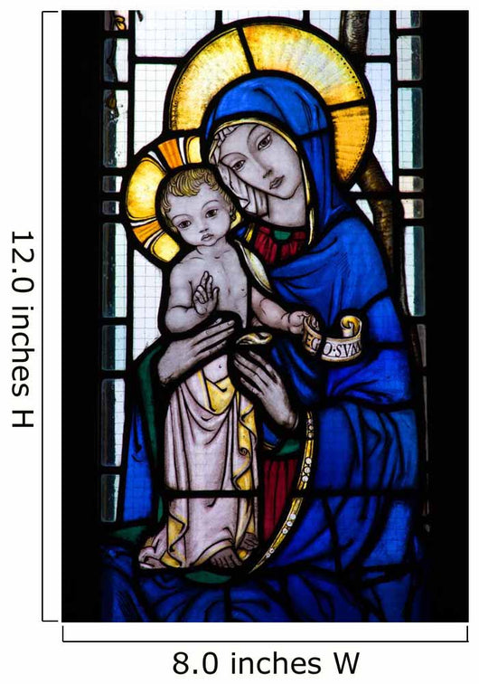 Stained Glass Window With Mother and Child Wall Mural
