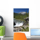 Waterfalls With Rock Ledge And Mountain In The Background Wall Mural