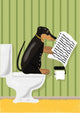 Dog reads news in restroom, vector illustration Wall Mural