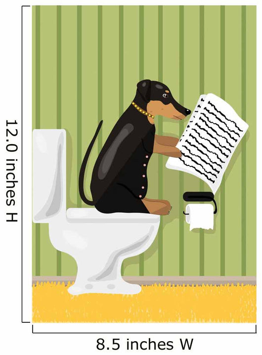 Dog reads news in restroom, vector illustration Wall Mural