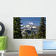Mountain Peak Framed Between Trees Under A Blue Sky Wall Mural