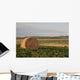 Hay Bales In A Field With Mountains In The Background At Sunrise Wall Mural