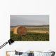 Hay Bales In A Field With Mountains In The Background At Sunrise Wall Mural