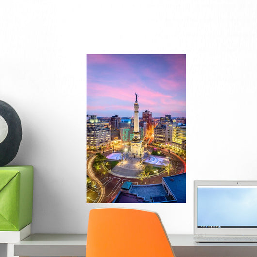 Indianapolis Indiana USA Monument Circle Evening Wall Decal
