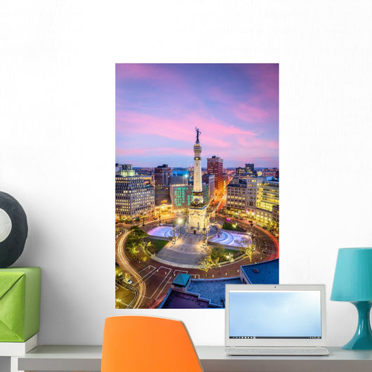 Indianapolis Indiana USA Monument Circle Evening Wall Decal