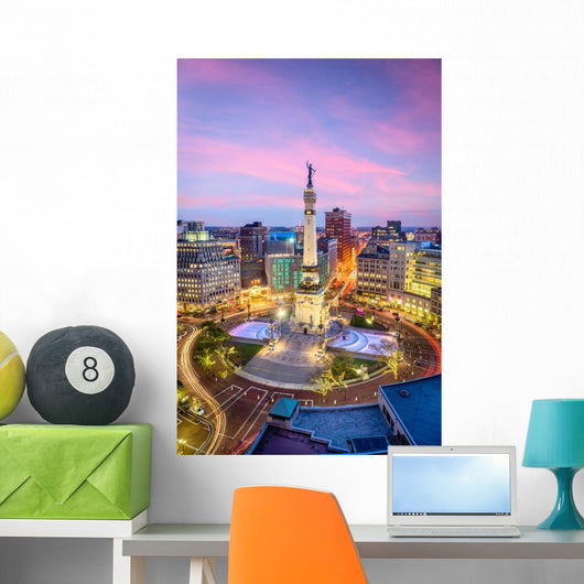 Indianapolis Indiana USA Monument Circle Evening Wall Decal