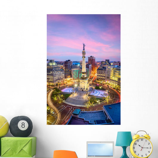 Indianapolis Indiana USA Monument Circle Evening Wall Decal