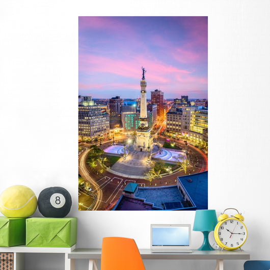 Indianapolis Indiana USA Monument Circle Evening Wall Decal