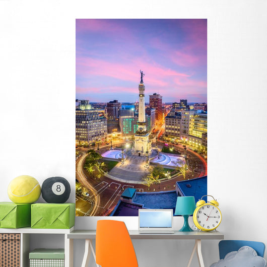 Indianapolis Indiana USA Monument Circle Evening Wall Decal