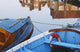 Fishing Boats And Reflection Of Houses In Harbor, Blakeney Wall Mural