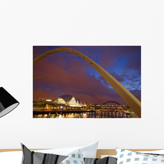 Looking Up The Tyne At Dusk Wall Mural