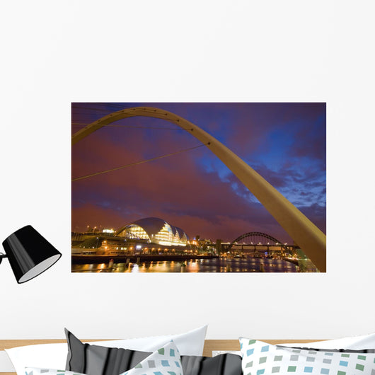 Looking Up The Tyne At Dusk Wall Mural