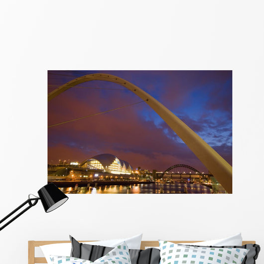 Looking Up The Tyne At Dusk Wall Mural
