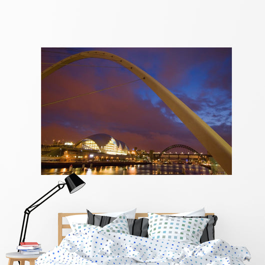 Looking Up The Tyne At Dusk Wall Mural
