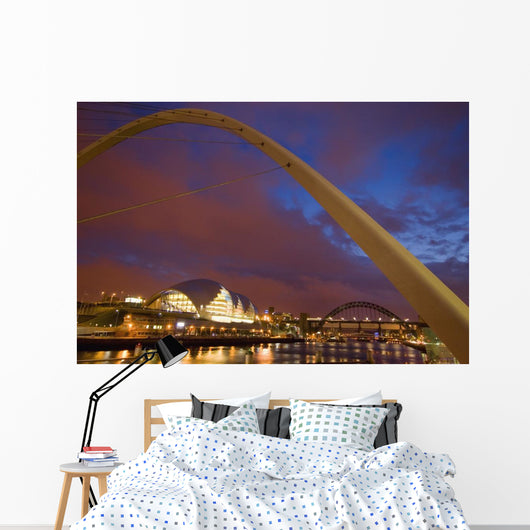 Looking Up The Tyne At Dusk Wall Mural