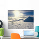 Hikers On A Mountaintop In The Snow Wall Mural