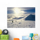 Hikers On A Mountaintop In The Snow Wall Mural