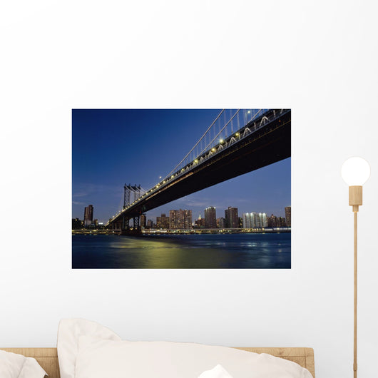 Looking Along Manhattan Bridge At Dusk Wall Mural