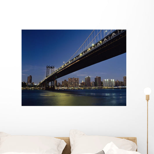 Looking Along Manhattan Bridge At Dusk Wall Mural