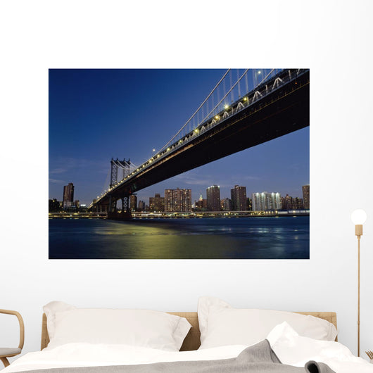 Looking Along Manhattan Bridge At Dusk Wall Mural