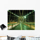Looking Along Walkway On The Brooklyn Bridge At Night Wall Mural