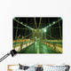 Looking Along Walkway On The Brooklyn Bridge At Night Wall Mural