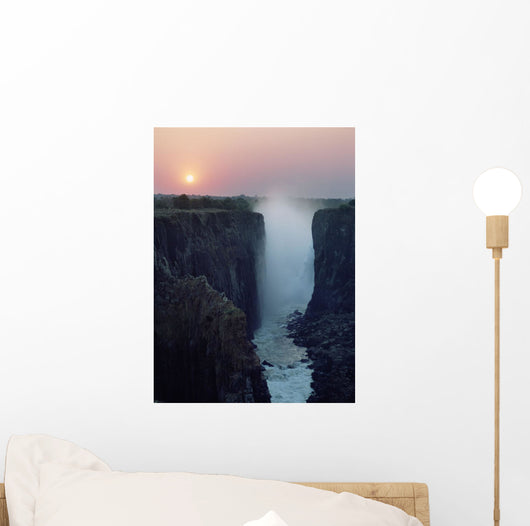 Looking Along Victoria Falls At Dusk From Zambia To Zimbabwe Wall Mural