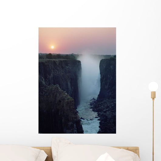 Looking Along Victoria Falls At Dusk From Zambia To Zimbabwe Wall Mural