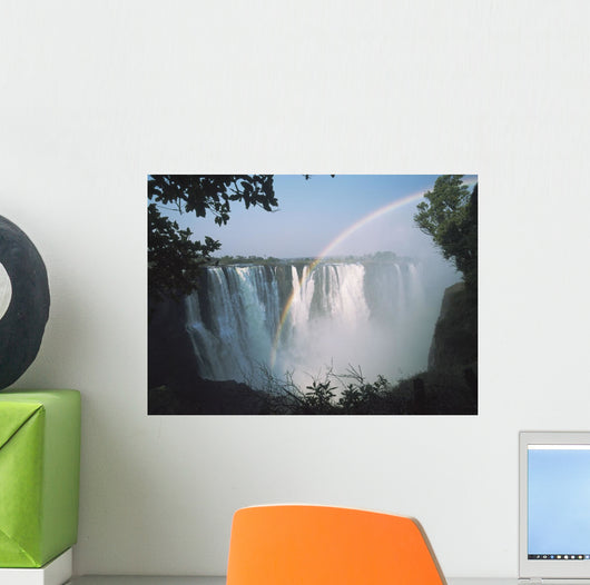 Rainbow In Front Of Victoria Falls Wall Mural