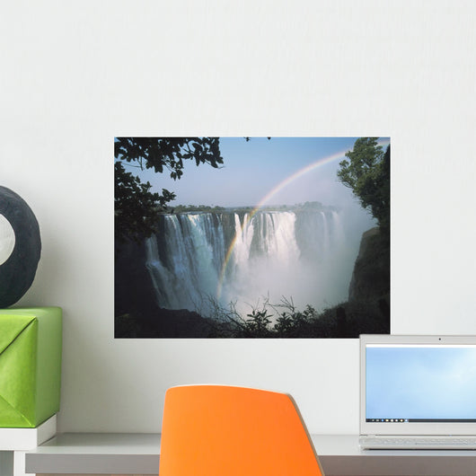 Rainbow In Front Of Victoria Falls Wall Mural