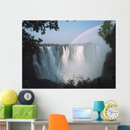 Rainbow In Front Of Victoria Falls Wall Mural