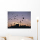 Sea Gulls Flying Over Fishing Boats At Dusk In The Harbor Wall Mural