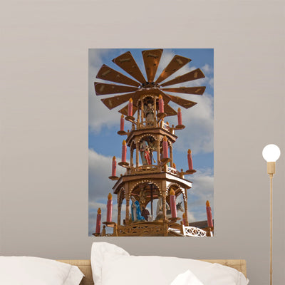 Wooden Pyramid Christmas Market shown on a wall