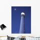 Moon Above Lighthouse At Dusk Wall Mural