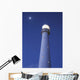 Moon Above Lighthouse At Dusk Wall Mural