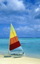 Catamaran On Tropical Beach Wall Mural