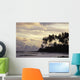 Silhouetted Palm Trees Over Beach At Sunset Wall Mural