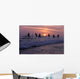 Stilt Fishermen Silhouetted At Sunset Wall Mural