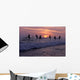 Stilt Fishermen Silhouetted At Sunset Wall Mural